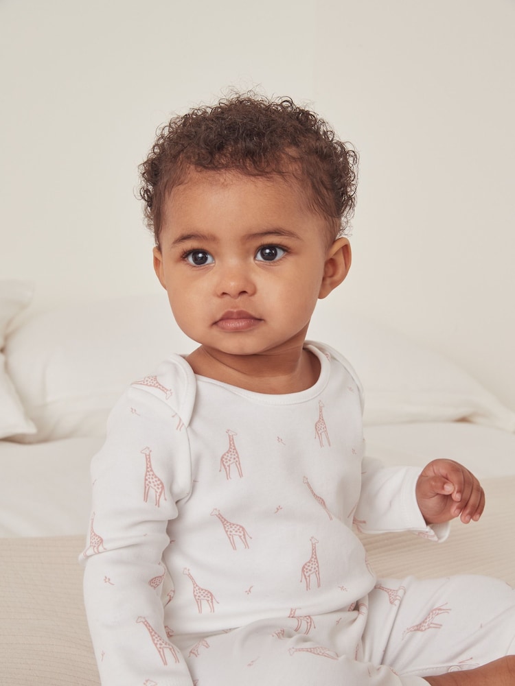 The White Company White Giraffe 100% Cotton Sleepsuit - Image 1 of 5