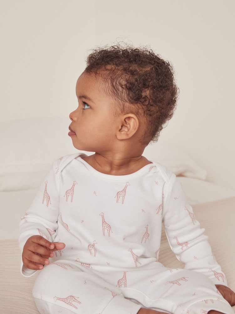 The White Company White Giraffe 100% Cotton Sleepsuit - Image 2 of 5