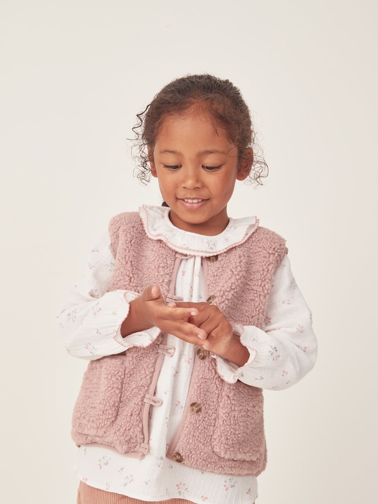 The White Company Pink Recycled Borg Gilet - Image 1 of 5