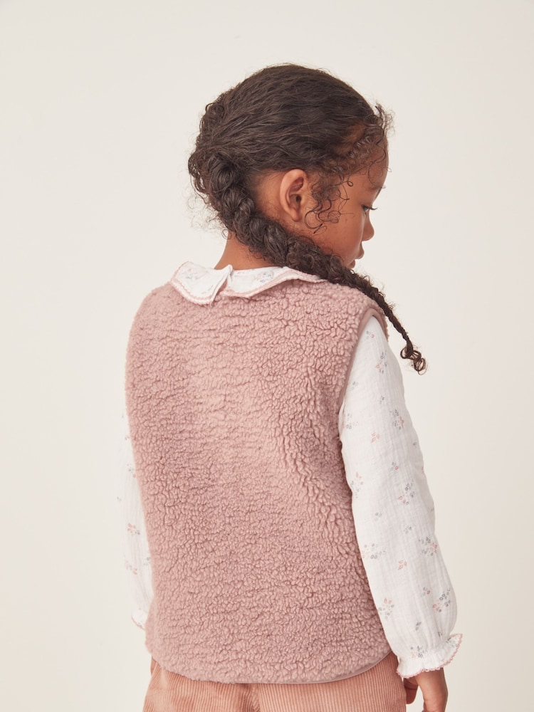 The White Company Pink Recycled Borg Gilet - Image 2 of 5