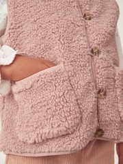 The White Company Pink Recycled Borg Gilet - Image 3 of 5