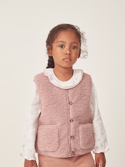 The White Company Pink Recycled Borg Gilet - Image 4 of 5