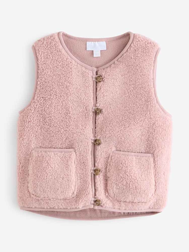 The White Company Pink Recycled Borg Gilet - Image 5 of 5