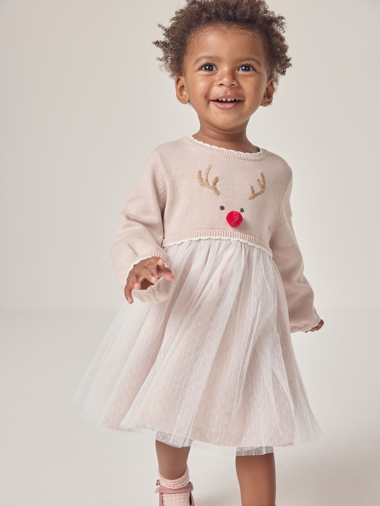 The White Company Pink Jingles Knit and Tulle Dress - Image 1 of 7