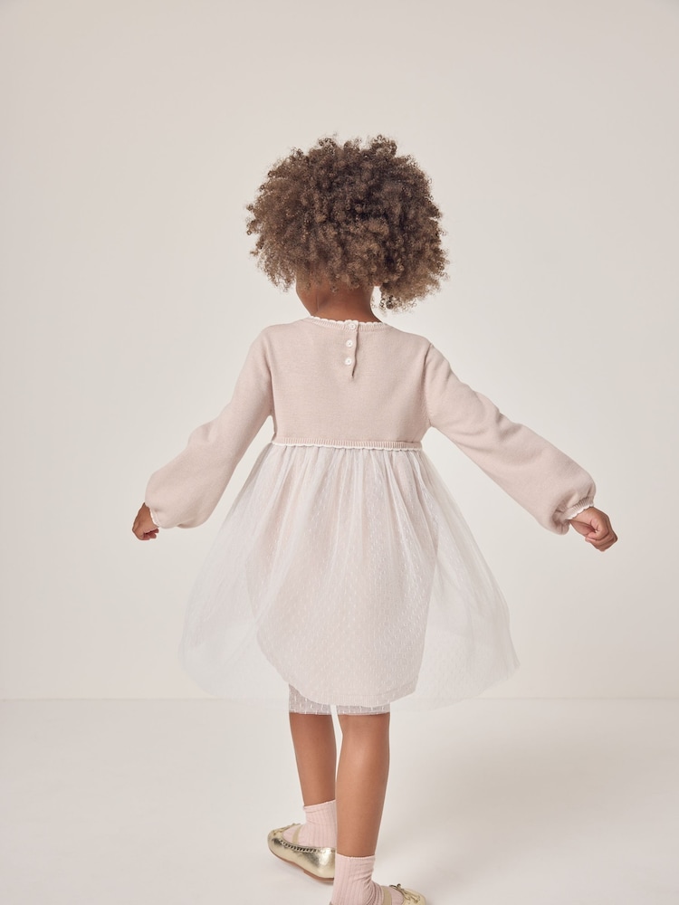 The White Company Pink Jingles Knit and Tulle Dress - Image 2 of 7