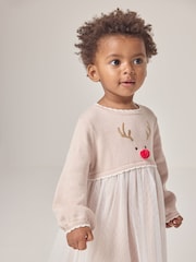 The White Company Pink Jingles Knit and Tulle Dress - Image 4 of 7