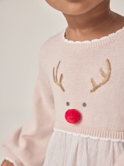 The White Company Pink Jingles Knit and Tulle Dress - Image 6 of 7