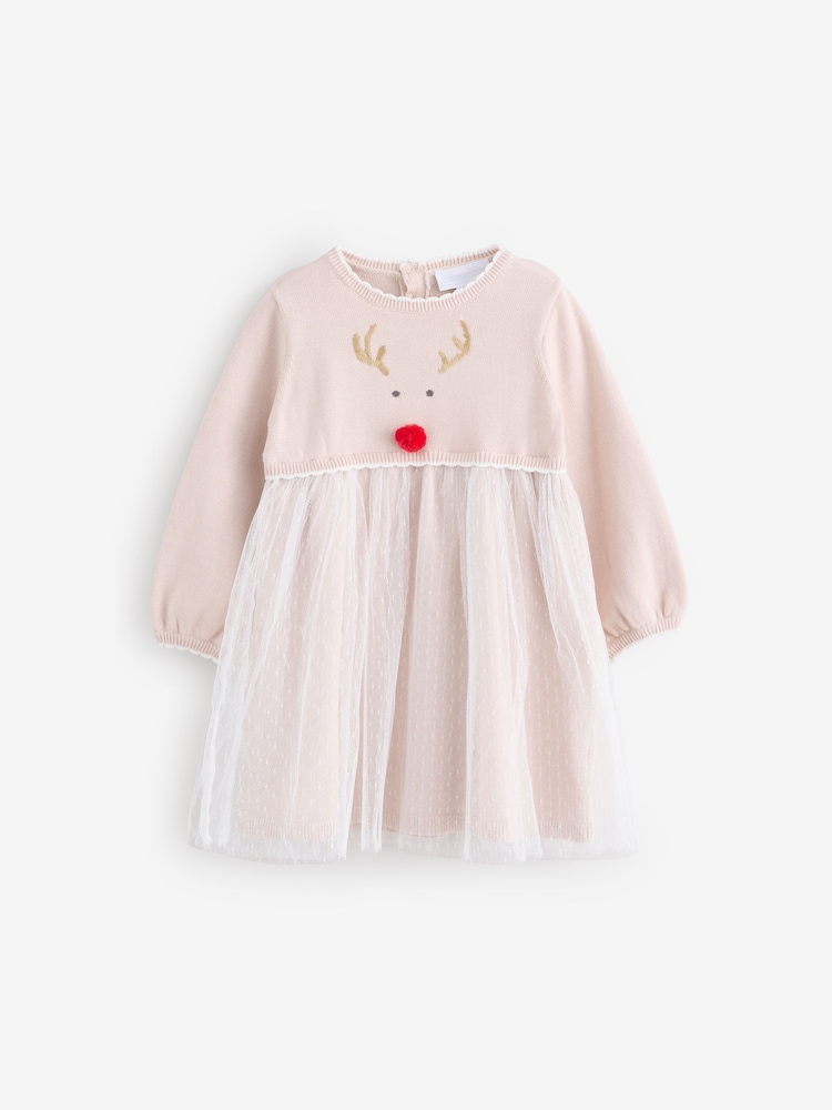 The White Company Pink Jingles Knit and Tulle Dress - Image 7 of 7