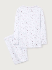The White Company Robin and Holly Print 100% Cotton White Pyjamas - Image 7 of 7