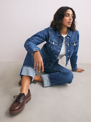 bleu foncé - Veste camionneur en jean 100% coton à buste plein - Image 2 de 5