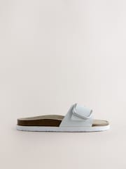 White Leather Forever Comfort® Single Strap Footbed Sandals - Image 3 of 5