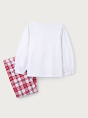 The White Company Relaxed Fit Robin and Check Bottom 100%  Cotton White Pyjamas - Image 7 of 7