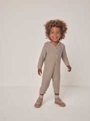 The White Company Jingles Knitted 100% Cotton Brown Romper - Image 2 of 6