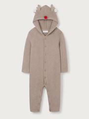 The White Company Jingles Knitted 100% Cotton Brown Romper - Image 5 of 6