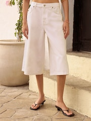 Blanco - Pantalones cortos de denim largos - Imagen 3 de 8