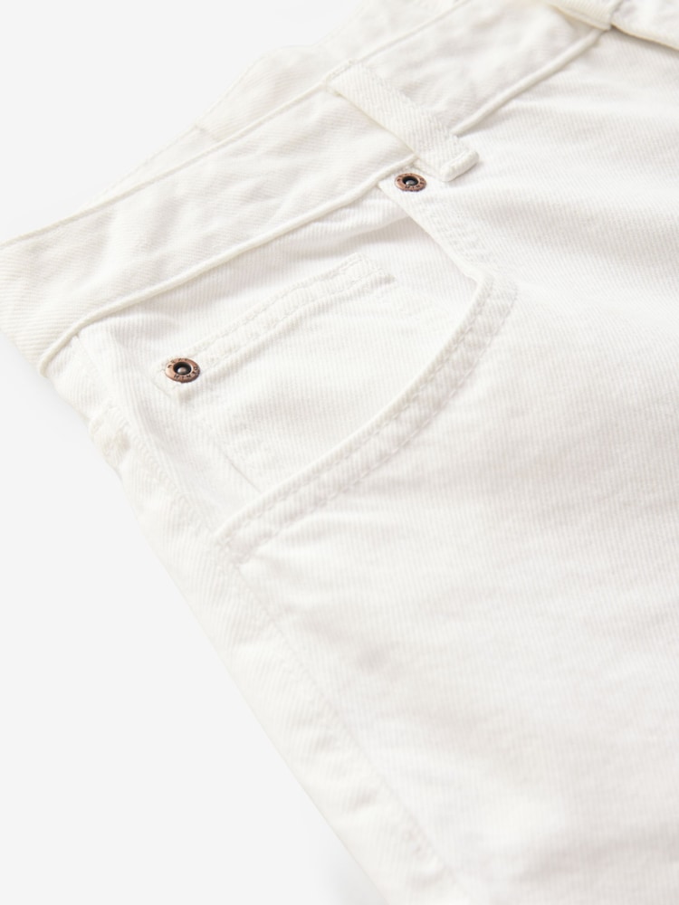 White Longline Jort Denim Shorts - Image 7 of 8