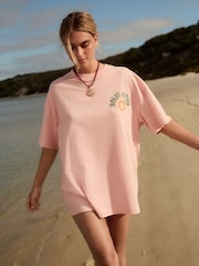 Pink Bali Graphic Print Beach T-Shirt - Image 3 of 9