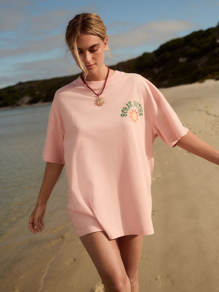 Pink Bali Graphic Print Beach T-Shirt - Image 3 of 9