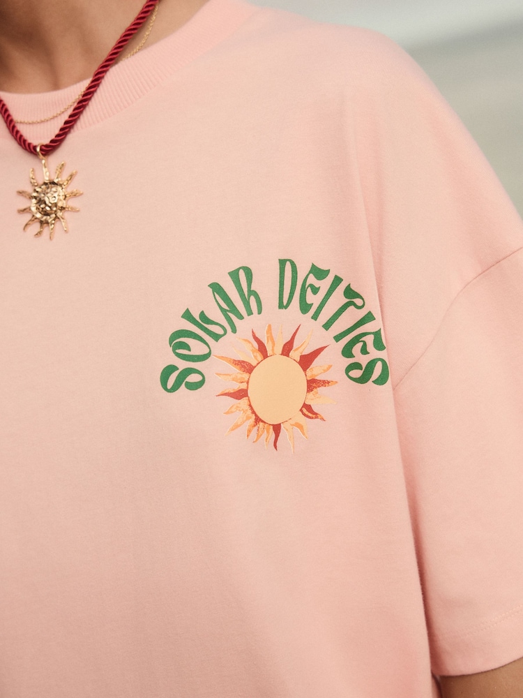 Pink Bali Graphic Print Beach T-Shirt - Image 4 of 9