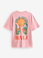 Pink Bali Graphic Print Beach T-Shirt - Image 7 of 9