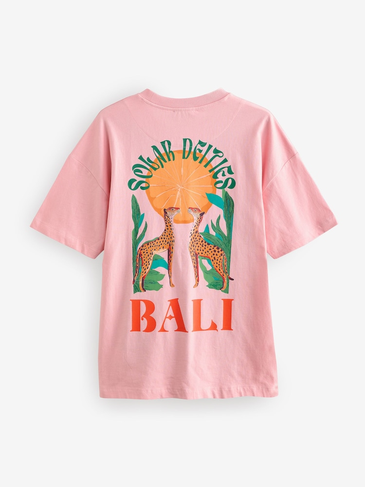 Pink Bali Graphic Print Beach T-Shirt - Image 7 of 9