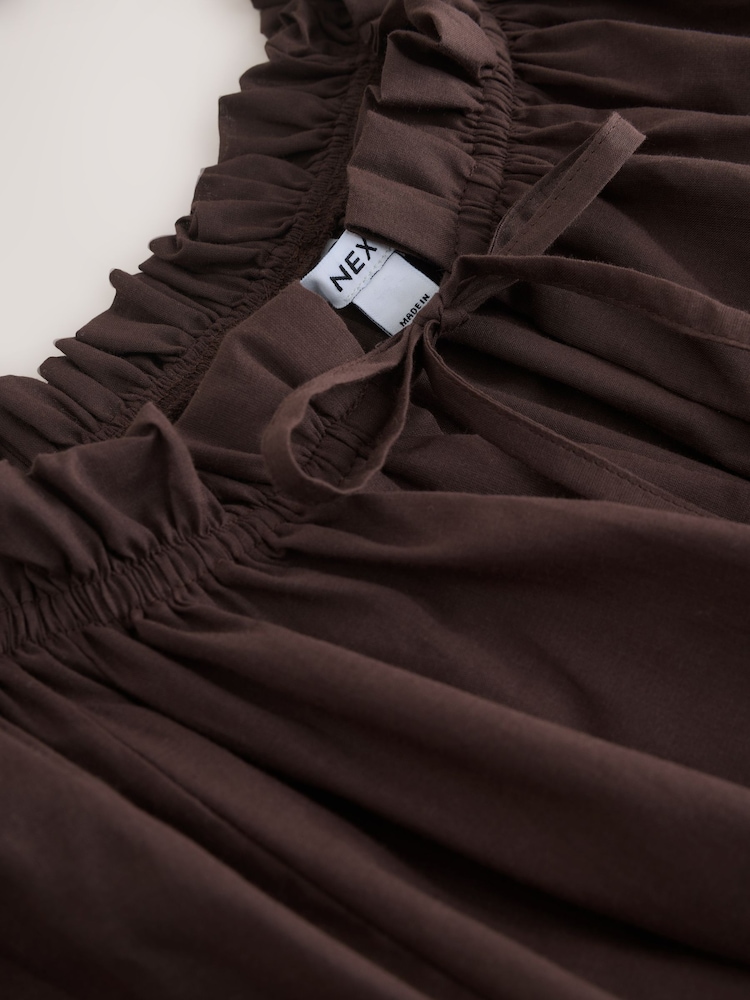 Chocolate Brown Off Shoulder Blouson Mini Dress - Image 10 of 10