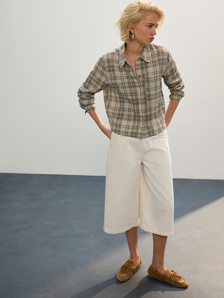 Ecru Longline Jort Denim Shorts - Image 3 of 8