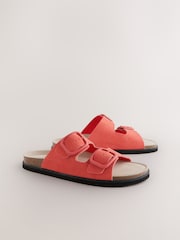 Coral Pink Suede Standard Fit Forever Comfort® Double Strap Footbed Sandals - Image 6 of 9