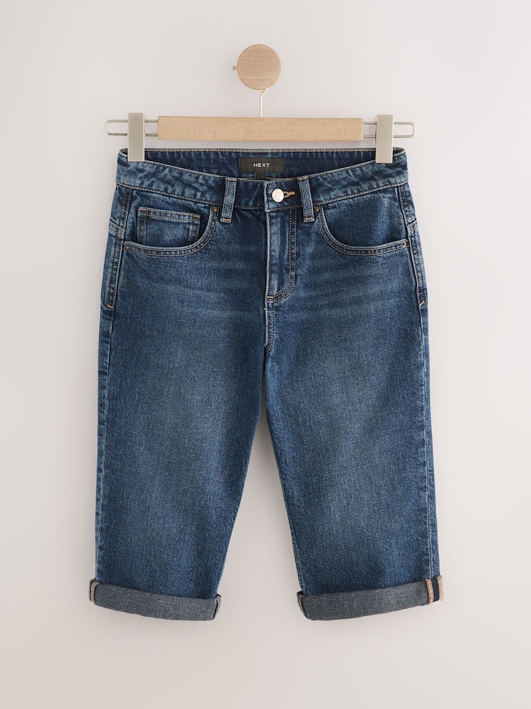 Inky Blue Knee Length Bermuda Denim Shorts - Image 1 of 3
