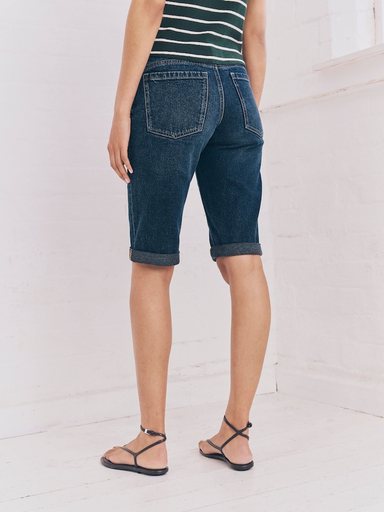 Inky Blue Knee Length Bermuda Denim Shorts - Image 5 of 10