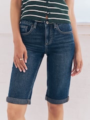Inky Blue Knee Length Bermuda Denim Shorts - Image 6 of 10