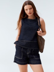 Rinse Blue Utility Lightweight 100% Cotton Denim Shorts - Image 1 of 4