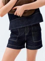 Rinse Blue Utility Lightweight 100% Cotton Denim Shorts - Image 2 of 4
