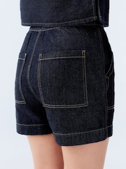 Rinse Blue Utility Lightweight 100% Cotton Denim Shorts - Image 4 of 4