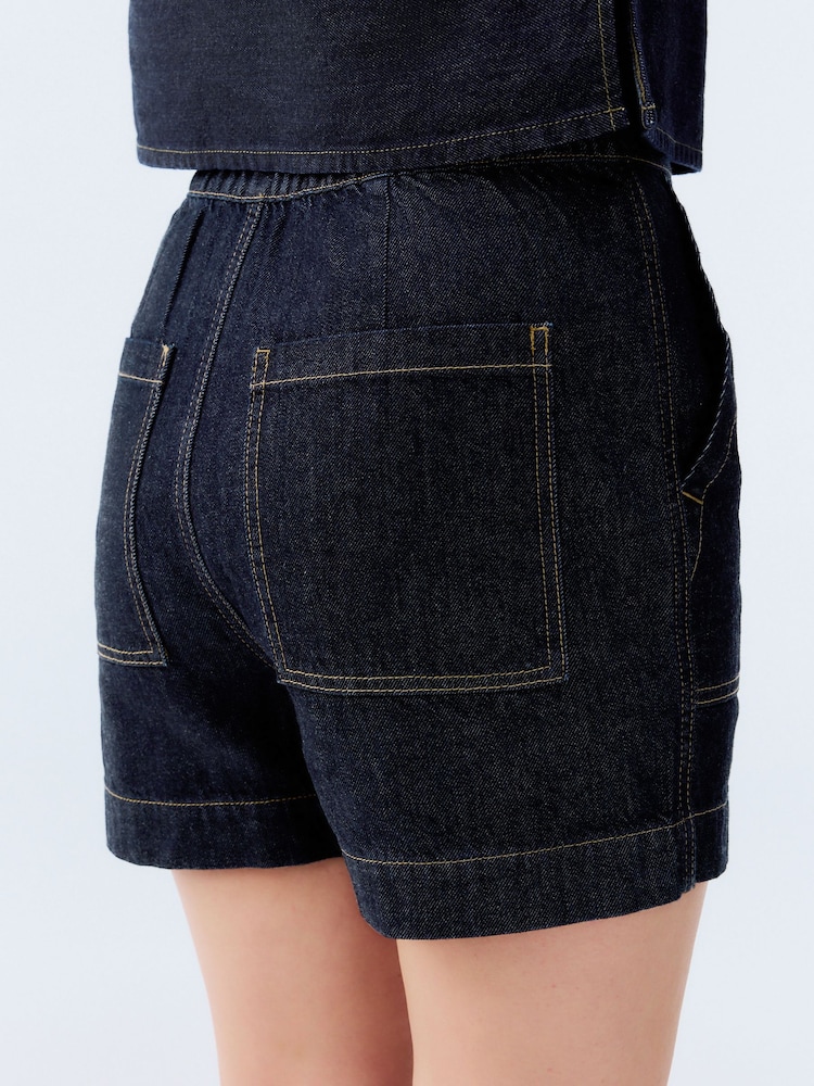 Rinse Blue Utility Lightweight 100% Cotton Denim Shorts - Image 4 of 4