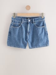 Blue Stripe 100% Cotton Rigid Denim Shorts - Image 5 of 7