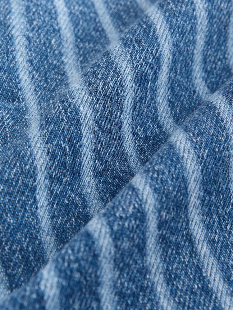 Blue Stripe 100% Cotton Rigid Denim Shorts - Image 7 of 7