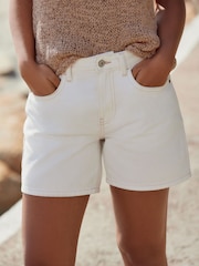 White 100% Cotton Rigid Denim Shorts - Image 3 of 4
