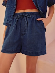 Dark Blue Lightweight Pull on 100% Cotton Shorts - Image 4 of 7