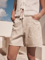 Ecru Cornelli 100% Cotton Slouch Relax Denim Shorts - Image 5 of 5
