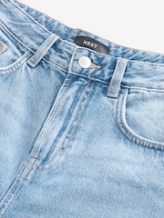 Mid Blue Denim Longline Jort Denim Shorts - Image 8 of 8