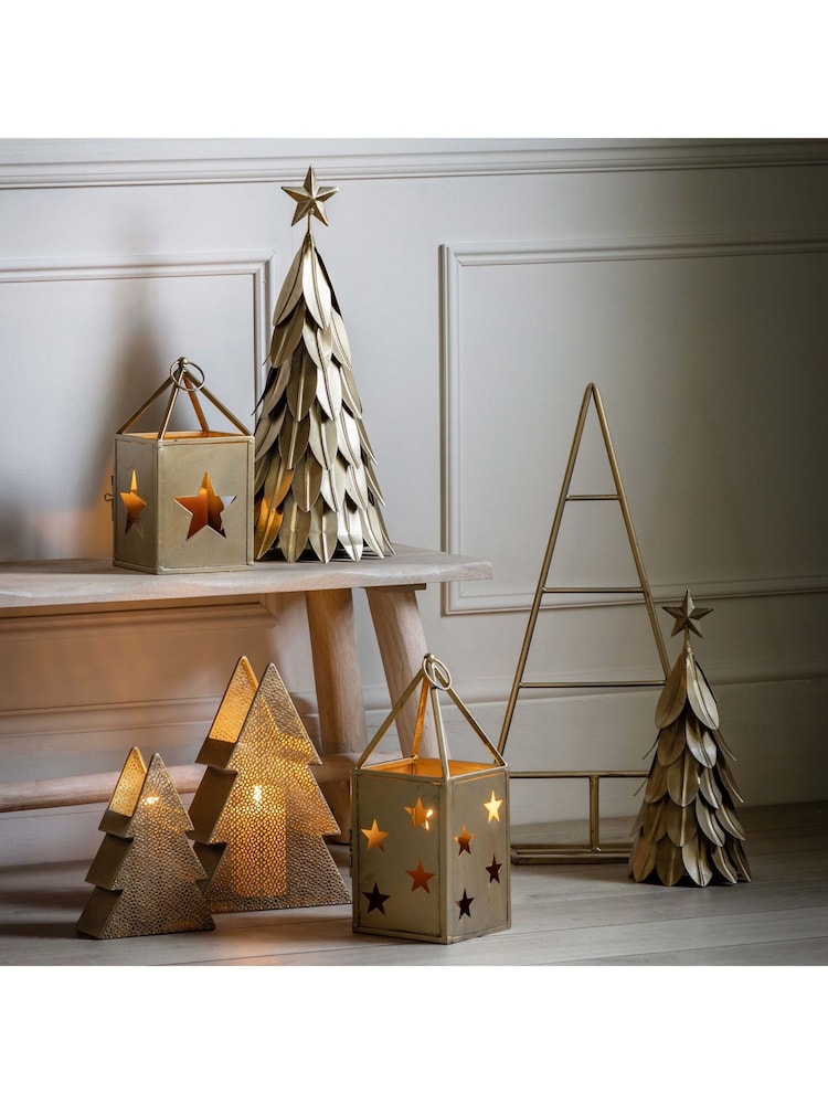 Gallery Home Large Antique Gold Starry Lantern 150x150x370mm - Image 1 of 4 Gallery Home Large Antique Gold Starry Lantern 150x150x370mm - Image 1 of 4