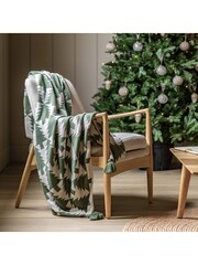 Gallery Home Green Natures Forest Knitted Tree Throw 1300x1700mm - Image 1 of 3