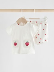 White Strawberry 100% Cotton Baby Shirt And Shorts Set (0mths-3yrs) - Image 1 of 13