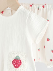 White Strawberry 100% Cotton Baby Shirt And Shorts Set (0mths-3yrs) - Image 10 of 13