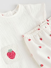 White Strawberry 100% Cotton Baby Shirt And Shorts Set (0mths-3yrs) - Image 11 of 13