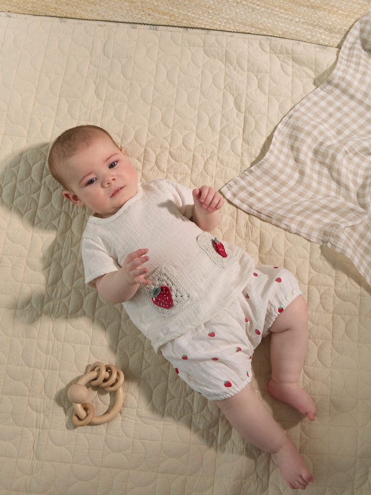 White Strawberry 100% Cotton Baby Shirt And Shorts Set (0mths-3yrs) - Image 2 of 13