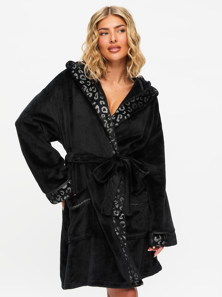 Negro - Ann Summers Signature Sparkle Fluffy Robe - Imagen 1 de 5