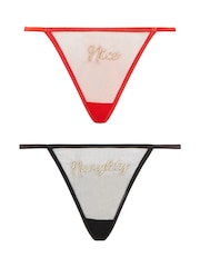 Ann Summers Red Naughty Nice Thongs 2 Pack - Image 1 of 7