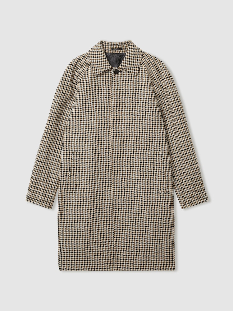 Reiss Brown Enigma Atelier Wool Houndstooth-Check Raglan Overcoat - Image 2 of 6 Reiss Brown Enigma Atelier Wool Houndstooth-Check Raglan Overcoat - Image 2 of 6